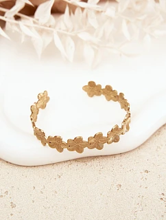 Dámský náramek ze nerezové oceli s květinami zlatá