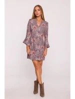 M877 Šaty s potlačou a širokými manžetami - model 2