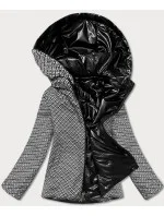 Krátka čierna lesklá dámska bunda (W586-1)