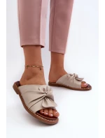 Klapki Damskie Na Płaskim Obcasie Beżowe Nelvira