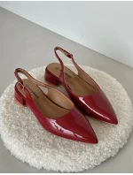 Lakierowane Baleriny Na Niskim Obcasie Z Noskami W Szpic Bordowe Anarinne