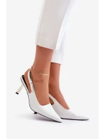 Lakierowane Szpilki Z Odkrytą Piętą Białe Filona