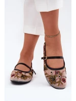 Baleriny Z Haftem I Paskiem Czarne Lilindraen