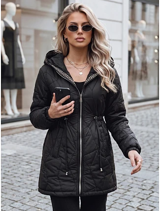 Dámska prešívaná bunda s kapucňou, čierna, FashionStreet TY5393 Dámska prešívaná bunda s kapucňou, čierna, FashionStreet TY5393