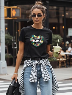 Dámske tričko s potlačou na Deň matiek čierne FashionStreet NX5029RY
