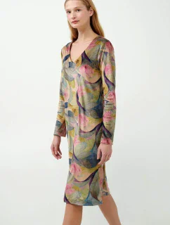 Vamp - Velúrové šaty s kvetinovou potlačou 21130 - Vamp