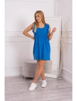 Šaty s volánikmi na bokoch nevädzovo modrej farby