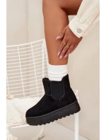 Damskie Śniegowce Z Elastyczną Wstawką Czarne Kiora