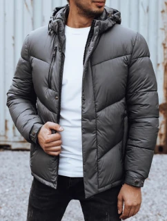 Pánska zimná bunda s odnímateľnou kapucňou sivá FashionStreet TX4834