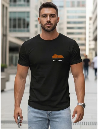 Pánske bavlnené tričko s minimalistickou potlačou čierne FashionStreet NX5096R