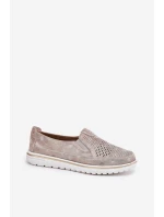 Semišové slip-on topánky Beige-gold Inez Semišové slip-on topánky Beige-gold Inez