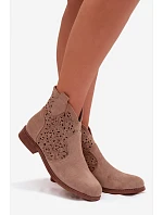 Dámske perforované členkové topánky HY61-8026 Beige - S.Barski