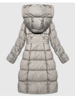 Dlhá hrubá zimná bunda s prúžkom Minority Beige (P3-6033-62)