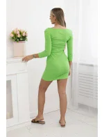 Šaty s gombíkovým výstrihom svetlo zelené