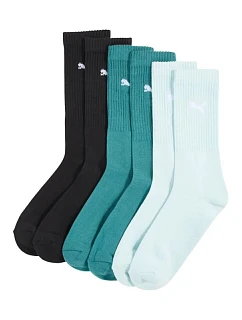 Ponožky Puma Crew, 3 páry, čierne, morská zeleň, svetlo modré, 880355, veľkosť 41