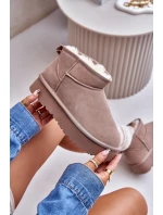 Modne Zamszowe Niskie Śniegowce Khaki Nucca