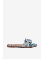 Płaskie Klapki Damskie Z Ozdobną Klamrą Niebieskie Clariola