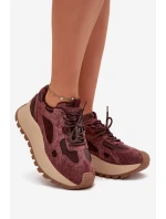 Kožené tenisky na platforme Big Star HI-POLY SYSTEM - bordová