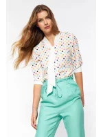 Dámska blúzka B140 ecru-bodky - Nife