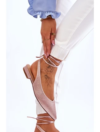 Wiązane Baleriny Z Dżetami Beżowe Mavis