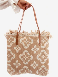Wzorzysta Duża Pleciona Torba Na Plażę Brązowa Sadhara