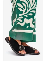 Płaskie Sandały Z Ozdobą Czarne Haliones