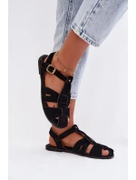 Dámské sandály Rímské ploché černé Belanessa