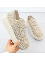 Dámske topánky na platforme so šnurovaním béžové Vinceza 17371