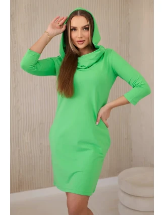 Šaty s kapucňou a vreckami svetlozelené