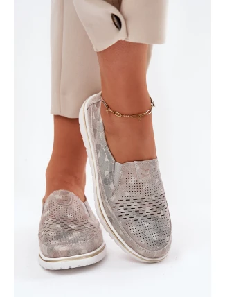 Semišové slip-on topánky Beige-gold Inez Semišové slip-on topánky Beige-gold Inez