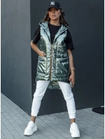 Dámska prešívaná dlhá vesta s kapucňou JESS zelená FashionStreet TY4454 Dámska prešívaná dlhá vesta s kapucňou JESS zelená FashionStreet TY4454