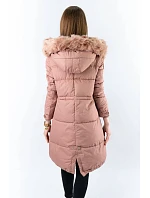 Dámska dlhá zimná bunda s kapucňou Old Pink (7752) Dámska dlhá zimná bunda s kapucňou Old Pink (7752)