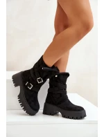 Botki Damskie Na Masywnym Obcasie Z Klamrami I Paskiem Czarne Nerelisa