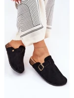 Klapki Chodaki Damskie i Na Platformie Z Klamrą Czarne Selio