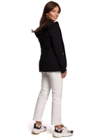 B180 Blejzer s kapucňou z bavlneného úpletu - čierny