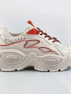 Béžovo-oranžové dámske športové topánky s vysokou podrážkou (RA15)