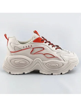 Béžovo-oranžové dámske športové topánky s vysokou podrážkou (RA15)