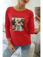 Blúzka s potlačou Tide červená