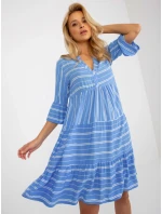 Dámske šaty D73771M30214F modré - FPrice Dámske šaty D73771M30214F modré - FPrice