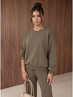 Dámska tepláková súprava so širokými nohavicami v khaki farbe FashionStreet AY1229 Dámska tepláková súprava so širokými nohavicami v khaki farbe FashionStreet AY1229