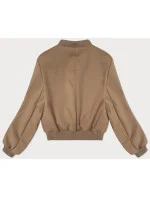 Tmavobéžová krátka dámska bunda bomber (234003) Tmavobéžová krátka dámska bunda bomber (234003)
