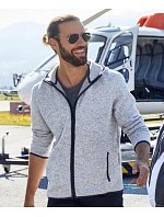 Daiber JN 589 Pánska pletená fleecová bunda s kapucňou 02.0589 denim melange/čierna Daiber JN 589 Pánska pletená fleecová bunda s kapucňou 02.0589 denim melange/čierna