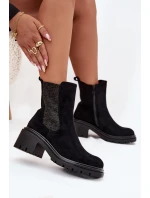 Botki Sztyblety Damskie Ocieplane Na Klocku Czarne Zoralia