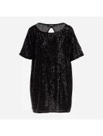 Dámske mini šaty s koketným vzorom A483 Black - Awama