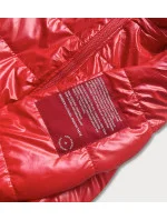 Krátka červená dámska bunda s ozdobným lemovaním (B8030-4) Krátka červená dámska bunda s ozdobným lemovaním (B8030-4)