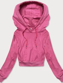 Krátka mikina s kapucňou ružová (8B939-19)