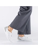 Dámske kožené ažurové slip-on topánky biele Rieker 43663-80
