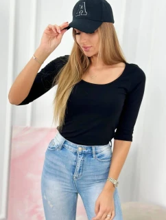 Blúzka s okrúhlym výstrihom čierna