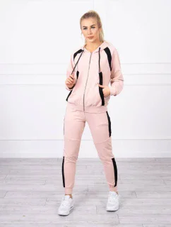 Športová sada s pruhmi tmavo púdrovo ružová