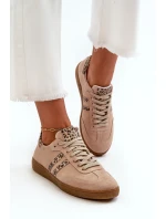 Zazoo N1068 Zamszowe Niskie Sneakersy Damskie Beżowe